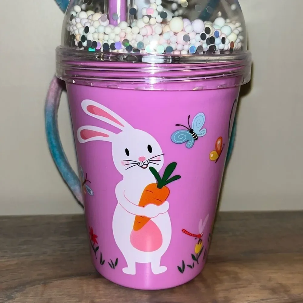 Easter Bunny Tumbler Cup with Straw Also Bunny Headband These are NWT